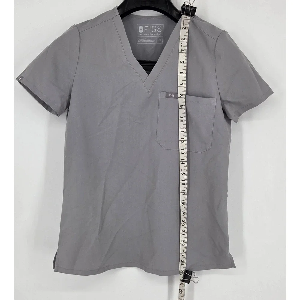 FIGS Women's Size XS Catarina‎ Light Gray Scrub Top Medical Dental  FW1000